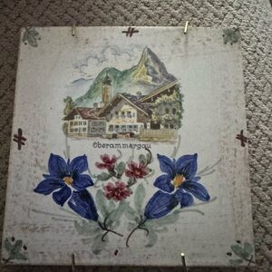 Decorative Ceramic Tile with Floral Design